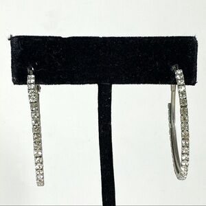 Beautiful white rhinestone evening hoop earrings with lever backs
